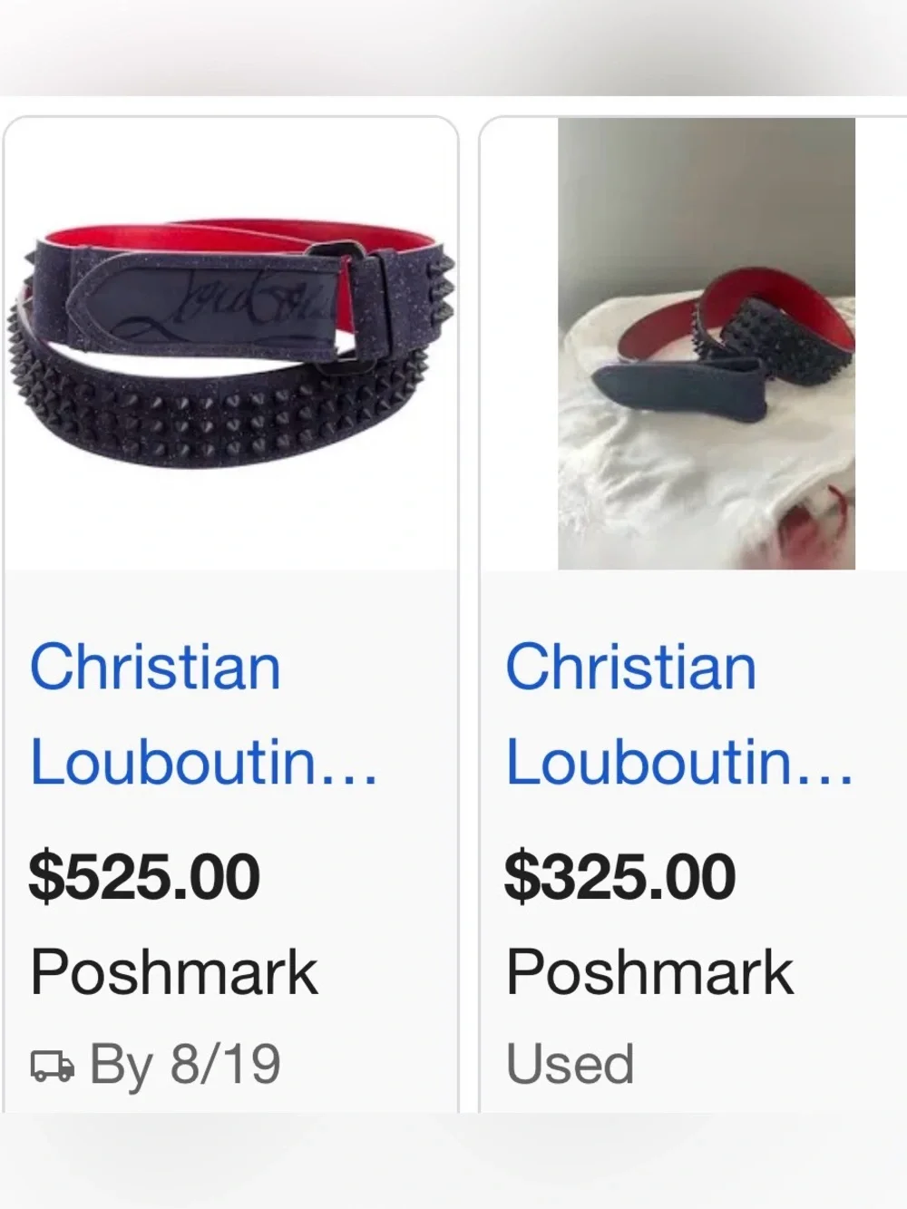 Christian Louboutin Loubi Spike Glitter Belt features ink-blue glitter-finished.